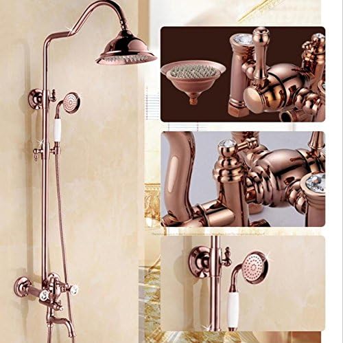 GAOLIGUO Rose gold Luxury Rain Shower Systems Wall Mounted all bronze Shower Sets with Rain Fall Shower Head and Handheld Set Luxury Rain Mixer Shower Combo Set Wall Mounted Easy to Clean and Install