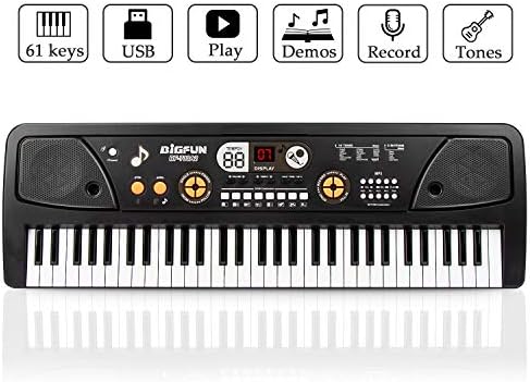 Digital Music Keyboard Piano 61 Key, JINRUCHE Large Piano Portable Electronic Keyboard Musical Instrument Multifunction Early Learning Educational Toy