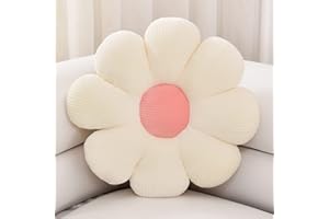 Sioloc Flower Pillow Shaped Throw Pillow Butt Cushion Floor Pillow,Seating Cushion,Cute Room Decor & Plush Pillow for Bedroom Sofa Chair(White,15.7'')