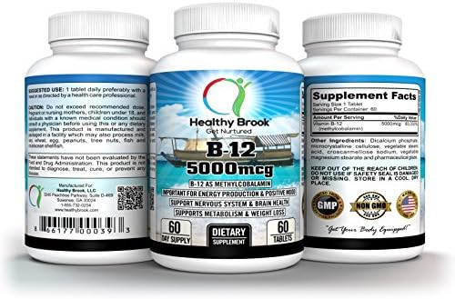 B12 5000mcg Methylcobalamin B-12 Vitamin Supplement 60 Tablets Supports Healthy Energy Production Weight Loss Metabolism Mood