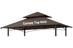 OLILAWN Grill Gazebo Replacement Canopy Roof, 5' x 8' Outdoor BBQ Gazebo Canopy Top Cover, Double Tired Grill Shelter Cover with Durable Polyester Fabric, Only Fit for Model L-GG001PST-F,(Brown)
