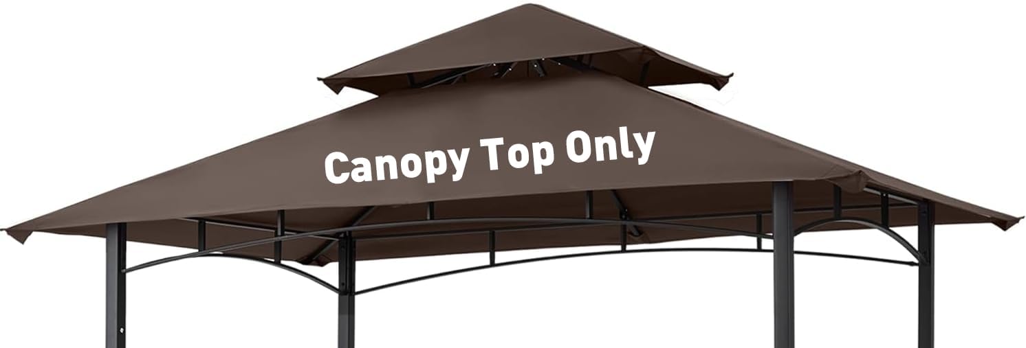Photo 1 of OLILAWN Grill Gazebo Replacement Canopy Roof, 5' x 8' Outdoor BBQ Gazebo Canopy Top Cover, Double Tired Grill Shelter Cover with Durable Polyester Fabric, Only Fit for Model L-GG001PST-F,(Brown)