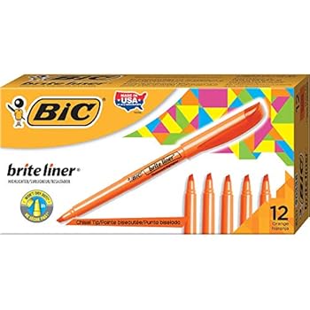 BIC Brite Liner Highlighter, Chisel Tip, Orange, 12-Count