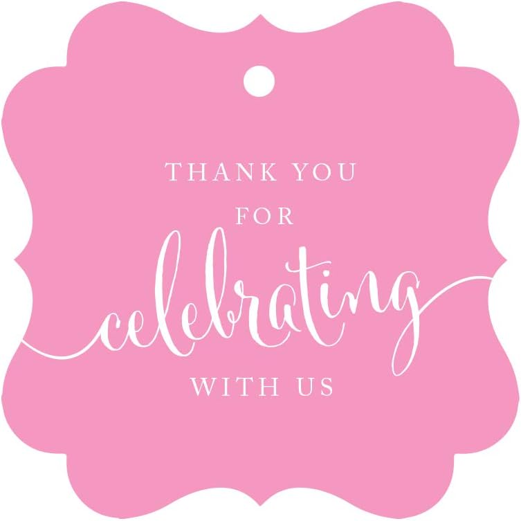 Andaz Press Fancy Frame Gift Tags, Thank You for Celebrating with Us, Pink, 24-Pack, for Baby Bridal Wedding Shower, Kids 1st Sweet 16 Quinceanera Birthdays, Anniversary, Graduation, Baptism, Gifts: Health & Personal Care