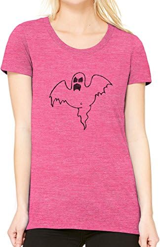 Austin Ink Apparel Ladies Spooky Ghost Drawing Triblend Slim Fitted T-Shirt, Berry Pink, M