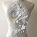3D Beaded Flower Embroidery Lace Patch Applique Crystal Sewing Lace Motif for Dance Costumes Ballgown Off-White Color