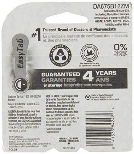 Duracell Hearing Aid Batteries Size 675 - 12 Count