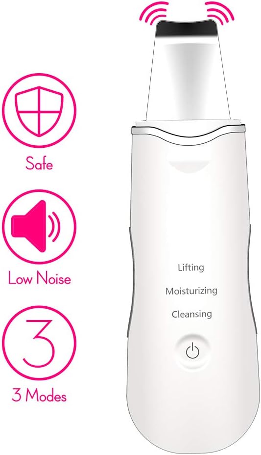 Facial Skin Scrubber, Exfoliation Blackhead Remover Comedone Extractor, Facial Lifting Tool, Pore Cleanser Spatula & IP6X Waterproof USB Charger