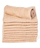 Luxury Cotton WashCloths, (12-Pack, 13 x 13 inches) - Easy Care, Fingertip Towels, Facial Towelettes, Cotton Hand Towels (Camel Brown)