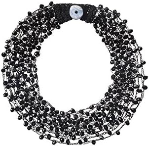 Silvstoneser Fashion Beaded Necklace Exaggerated Multilayer Choker Necklaces for Women (Black)
