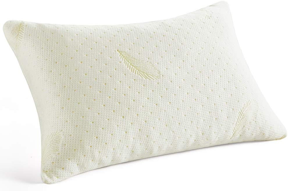 Memory Foam Pillow Queen Size, Breathable Cooling Shredded Memory Foam Bed Pillow with Zipper Removable and Washable Bamboo Derived Rayon Cover White