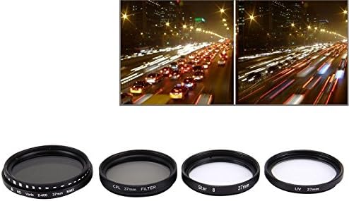 JUNESTAR 4 in 1 Proffesional 37mm Lens Filter(CPL + UV + ND2-400 + Star 8) for GoPro &amp; Xiaomi Xiaoyi Yi Sport Action Camera