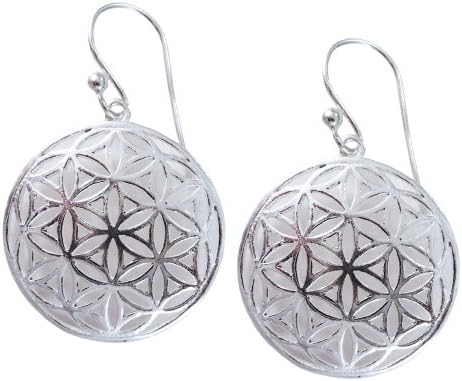 Flower of Life Sterling Silver Sacred Geometry Earrings (3/4" Earrings)