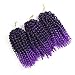 8 Inch Short Marlybob Crochet Hair 6 Small Bundles/Lot Kinky Curly Crochet Braids Ombre Braiding Hair Synthetic Hair Extension (1B/Purple)