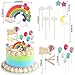 G.C Rainbow Birthday Decoration and Cake Topper Set Garland Balloons Arch Kit Happy Birthday Banner Bunting Boy Girl Baby Shower Party Supplies for Kids