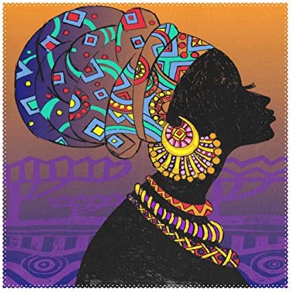 YATELI Placemats Beautiful Girl African Woman 12x12 inch Heat Resistant Set of 4 Non Slip for Dinning Kitchen