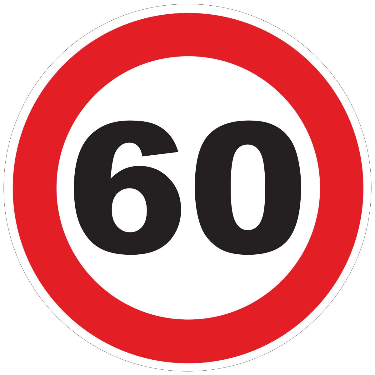 Red Circle Speed Limitation Sticker - Tractor Truck Speed Limitation Disc - 60 km/h - 20 cm Diameter