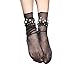 Bolayu Fishnet Short Socks Women Ruffle Fishnet Ankle High Mesh Lace Socks (Black)