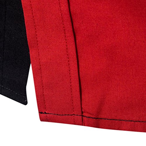Sumen Men's Button Down Dress Shirts Patchwork Color Block Casual Long Sleeve Blouse (L, Black) - Thumbnail 3