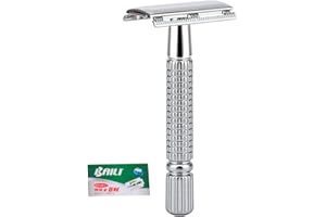 BAILI Classic Metal 3-Piece Double Edge Safety Razor Wet Shaving for Men Women with Platinum Blade BT131