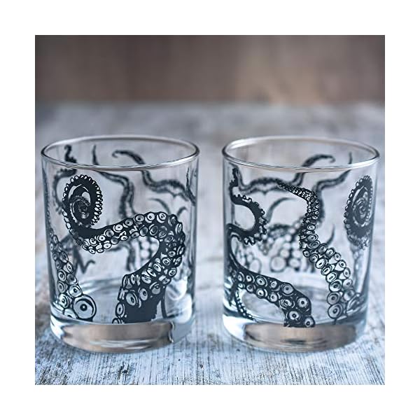 Greenline Goods Whiskygläser - 10 Unzen Becher Geschenkset - Kraken Whiskygläser (2er-Set) | Rocks Glass Octopus Decor | Old Fashioned Rocks Brille – Bild 7