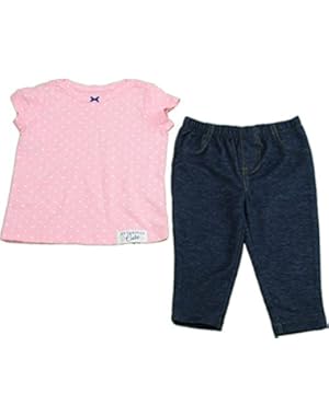 2-Piece Baby Girl Size 9 Months Pull-On Jeans & Cap Sleeve Top Pink