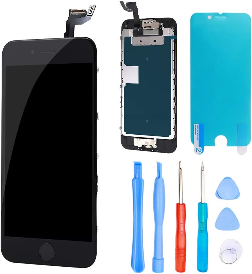 ibaye Screen Replacement for iPhone 6S (4.7 inch) Black Touch Display Screen Digitizer Full Assembly with Home Button+Front Facing Camera+Ear Speaker+Repair Tools Screen Protector