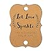 Summer-Ray 48pcs Personalized Brown Kraft Little Violin with Leaves Print Wedding Sparkler Tags Let Love Sparkle