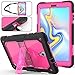 SEYMAC Stock Galaxy Tab A 10.5 T590/T595 Case, Full-Body [Heavy Duty] & [Shock Proof] Hybrid Armor Protective Case with Stand & Shoulder Strap for Samsung 10.5 Inch Tablet SM-T590/T595 (Rose+Black)