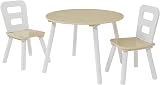 Liberty House Toys Kids Wooden Round Table & 2 Chairs Set, White Pine view 2