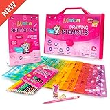 Mimtom Drawing Stencils Set for Kids and Girls | 51 PC Arts and Crafts Stencil Kit with Over 270 Shapes to Unleash Your Child's Creative Mind | Kid-Safe Educational Activity Toy for Ages 3 & Up