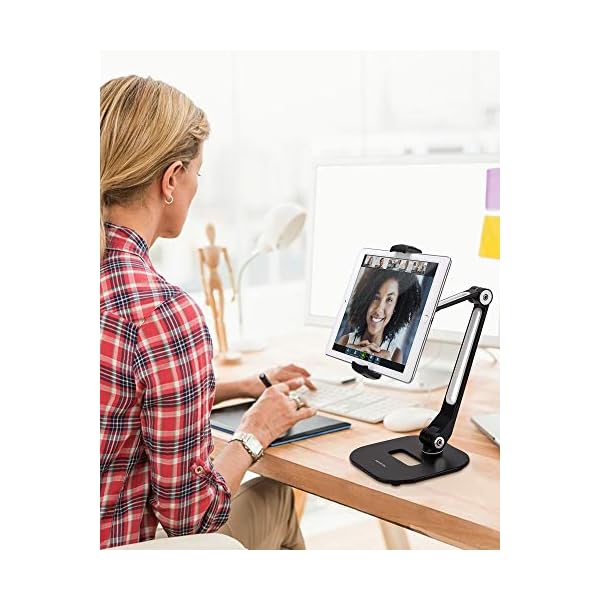 AboveTEK Tablet Ständer Höhenverstellbar Tablet Halterung Tisch, iPad Ständer Schwarz für iPad Mini Air, iPhone, Samsung Galaxy，Geeignet für Handys und Tablets von 4-11 Zoll – Bild 3