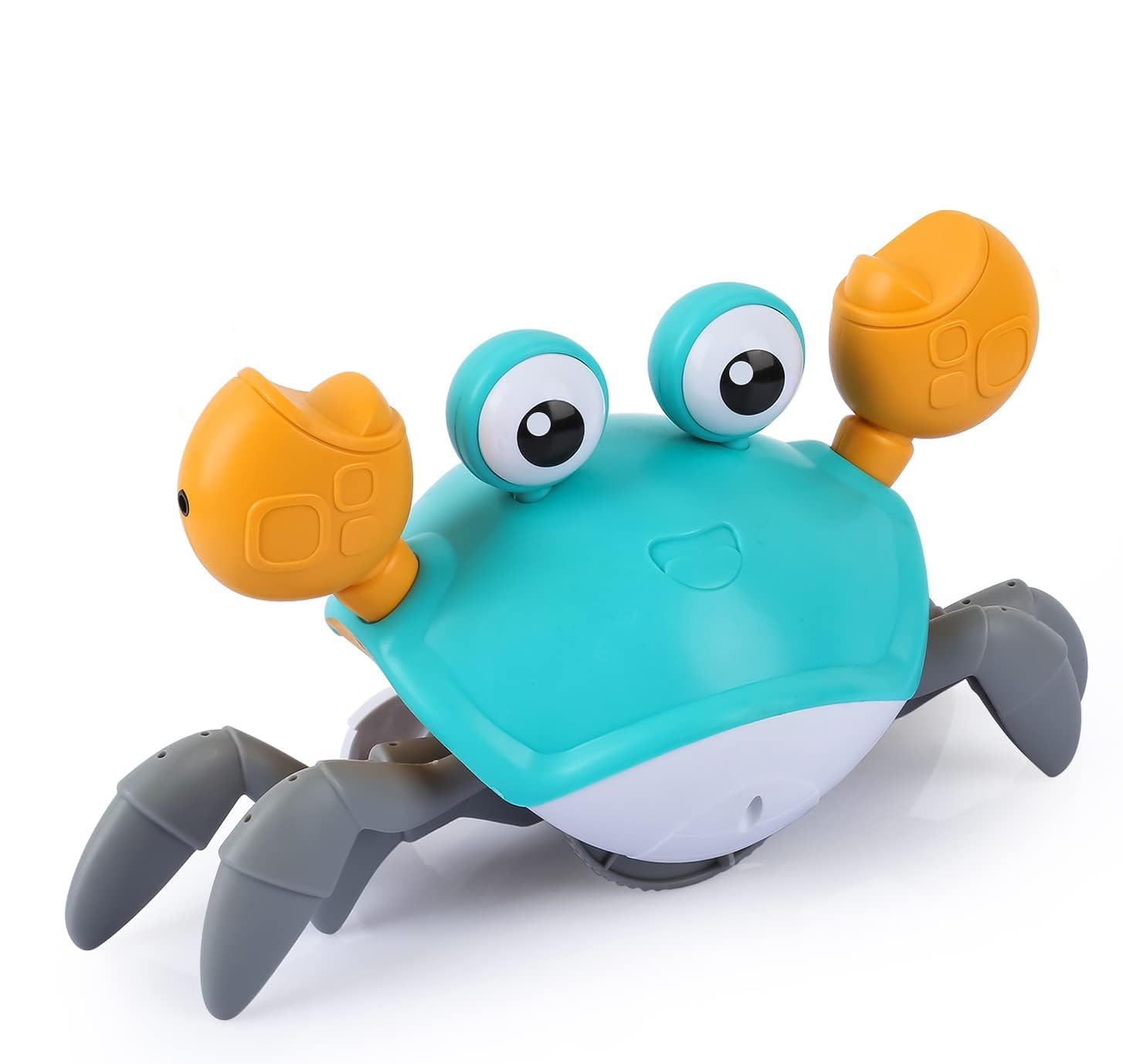 Crawling Crab Baby Toys Upgrade Version - 3 Speed & Music Control, Infant Tummy Time Interactive Walking Toddler Toy for 3 4 5 6 7 8 9 10 11 12 Year Old Boys or Girls (Blue)