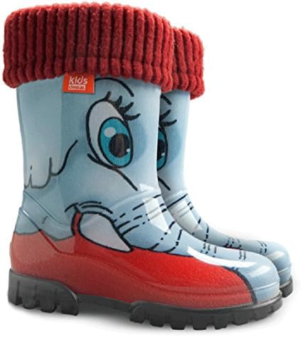 KIDS RAIN WELLINGTON Rainy Snow Boots Shoes Socks Children Wellies_Elephant (13-1 (EU 32-33))