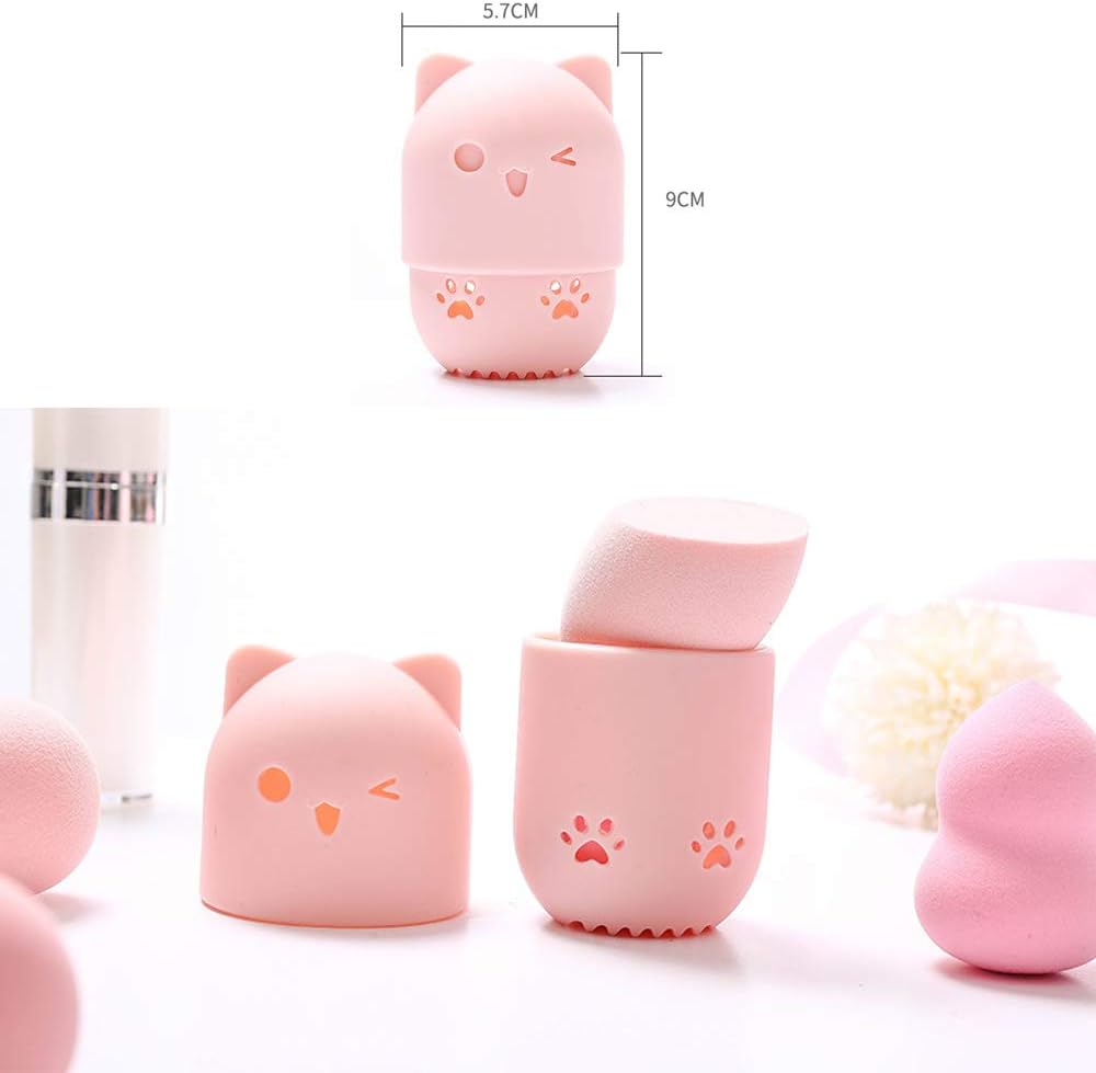 Makeup Sponge Container, Cute Cat Shape Makeup Blender Sponge Case Cosmetic Sponge Drying Holder For Sponge Storage - Image 3