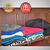 StorageAid ClosetMate Beautiful 6 Pack Acrylic Shelf Dividers - Unbreakable Crystal Clear Closet Shelves, Organizer Separators, Perfect for Closets Kitchen Bedroom Shelving Organization