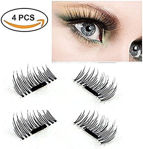 Efloral Magnetic Eye Lashes New Design 3D Magnetic False Eyelashes Anti-allergic Reusable 0.2mm Ultra-thin Fiber for Natural Look - 4 pieces (001)
