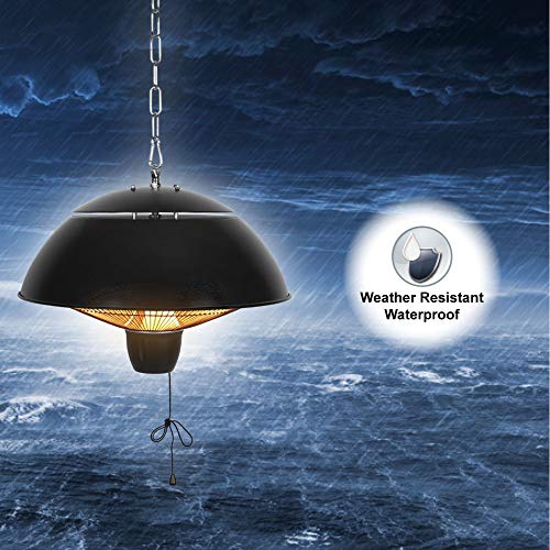 Star Patio Electric Patio Heater, Outdoor Ceiling Patio Heater, Black with Infrared Heating Element, Pendant Patio Heater Suitable as a Balcony Heater, Verandah Heater, BBQ Party Heater, ZHQ1538 - Thumbnail 4
