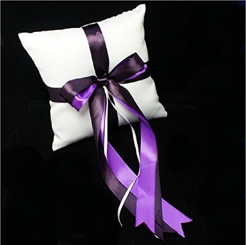 Purple themed wedding ring pillow Wedding Ring Pillow With Double Ribbons