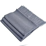 Yazer Large 78.7”x 25.6” Fashion Luxurious 100% Pure Cashmere Stole Scarf,Shawls for Women and Men (Grey)