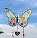 KY&BOSAM Gifts for Grandma Butterfly Suncatcher with Pressed Flower Wings and a Silver Grandma Heart Charm - Stain Glass Panels Grandma Gifts Wind Chime - Mothers Day Birthday Christmas