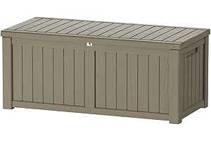 Decksplore 150 Gallon Outdoor Storage Box Waterproof Lockable Resin Deck Box Large, Patio Storage Bin for Pool Accessories Cushion Furniture, Garden Tools, UV-Resistant Outside Delivery Grey