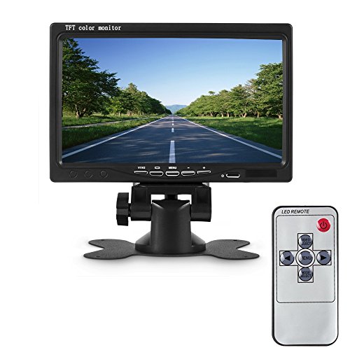 Camecho Universal 7 inch Car Vehicle RearView reversing color Monitor 2 Video Input & High Resolution Rotating TFT LCD Screen with Remote Control and Mounting Bracket