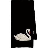 CUANFDDSF Vintage Swan Black Kitchen Towels, Rustic Country Farmhouse Swan Bathroom Nursery Office Moody Aesthetic Decoration Tea Towel Hand Towels 16x24 Inch