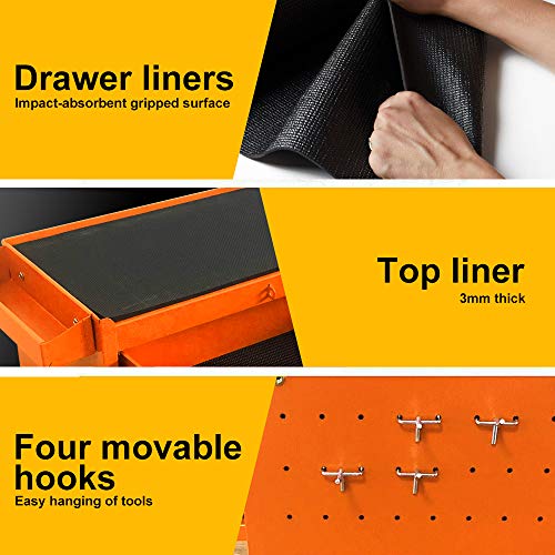 Removable Tool Chest,5-Drawers Tool BOX,Tool Chest with Wheels (2PCS Lockable) and Drawers,Tool Storage with Tray and Cabinet,Organizer(Orange)
