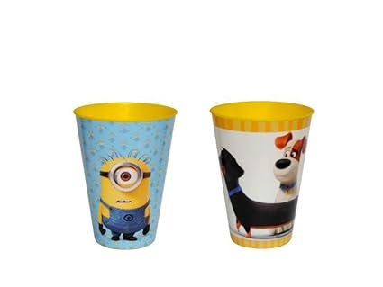 Lote de 30 Vasos de Pasta Infantiles "Minnions-Mascotas" Surtidos. Vajillas