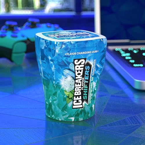 ICE BREAKERS FLAVOR SHIFTERS WINTERGREEN TO COOLMINT FLAVORED SUGAR FREE CHEWING GUM BOTTLES, 3.24 OZ (40 PIECES, 6 COUNT)