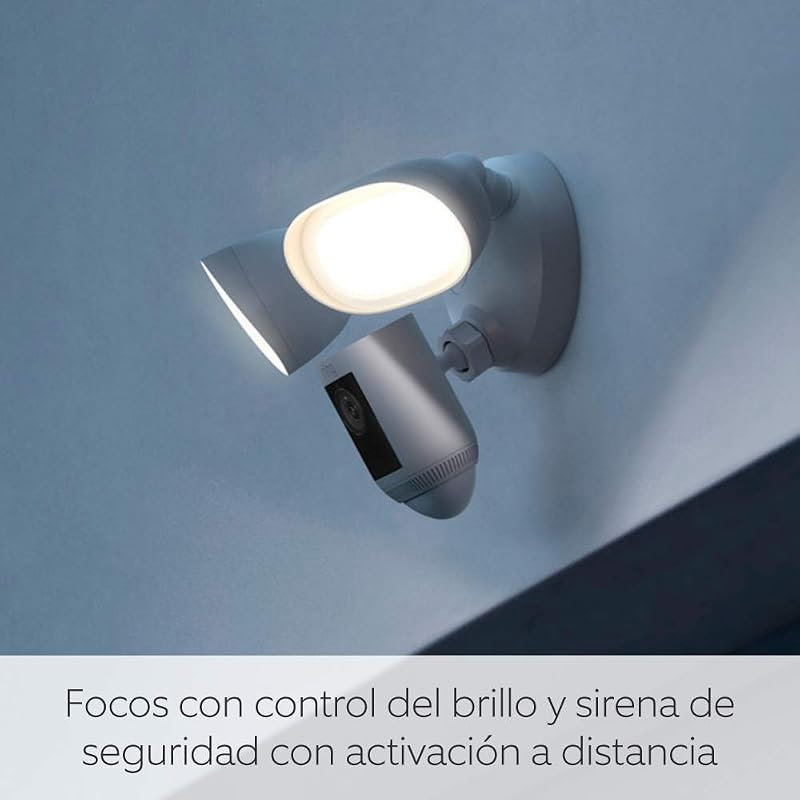 Ring camera pro com holofotes com fio (floodlight cam wired pro) | câmera de vigilância externa com vídeo hdr 1080p, detecção de movimento 3d, vista panorâmica e sirene | ring protect 30 dias grátis