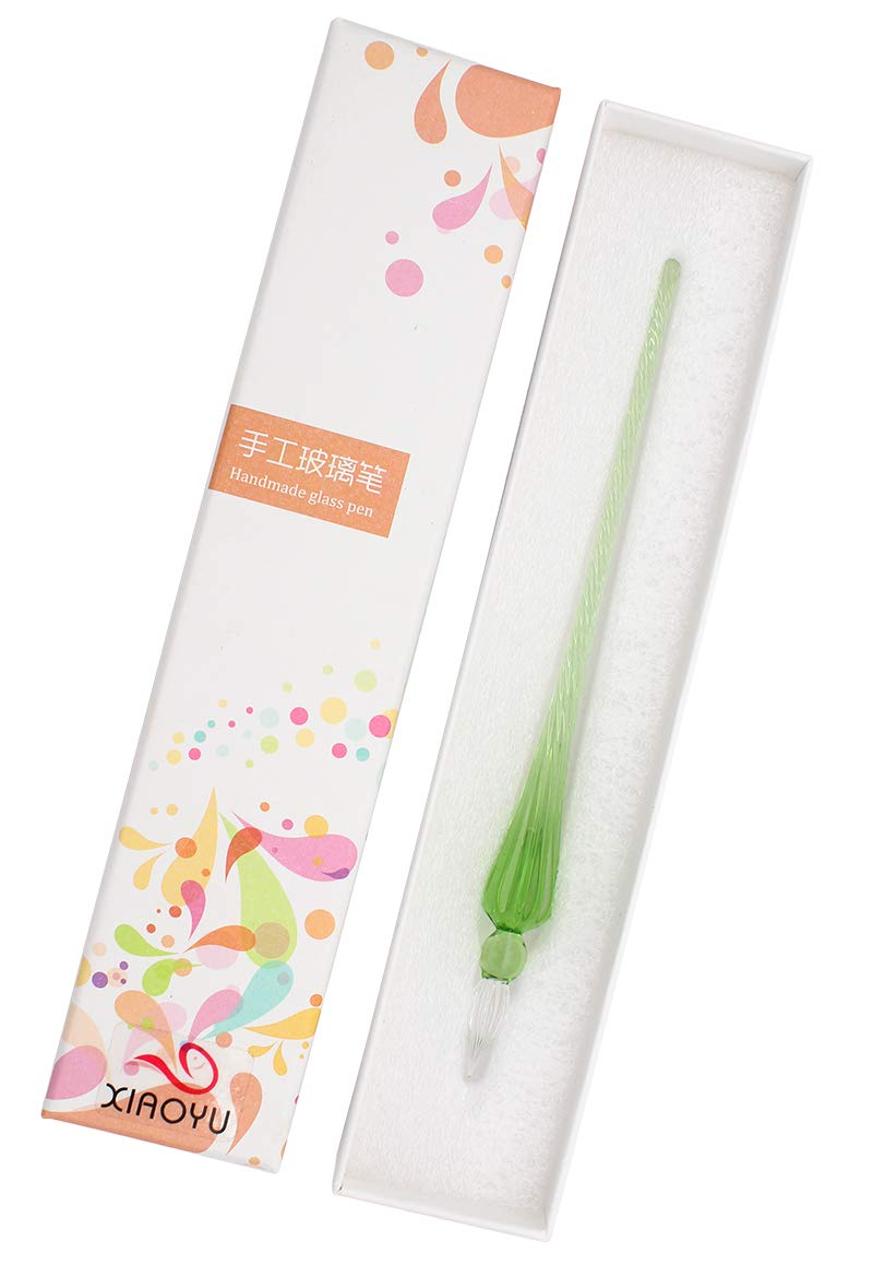 Xiaoyu Handmade Glass Dip Pen for Writing Drawing and Calligraphy with Gift Box - Green