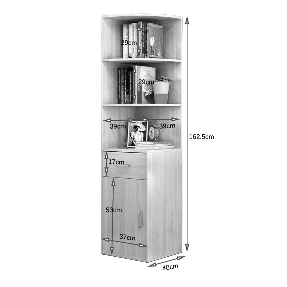 Racks Corner Shelf Bookshelf With Drawer With Cabinet Solid Wood